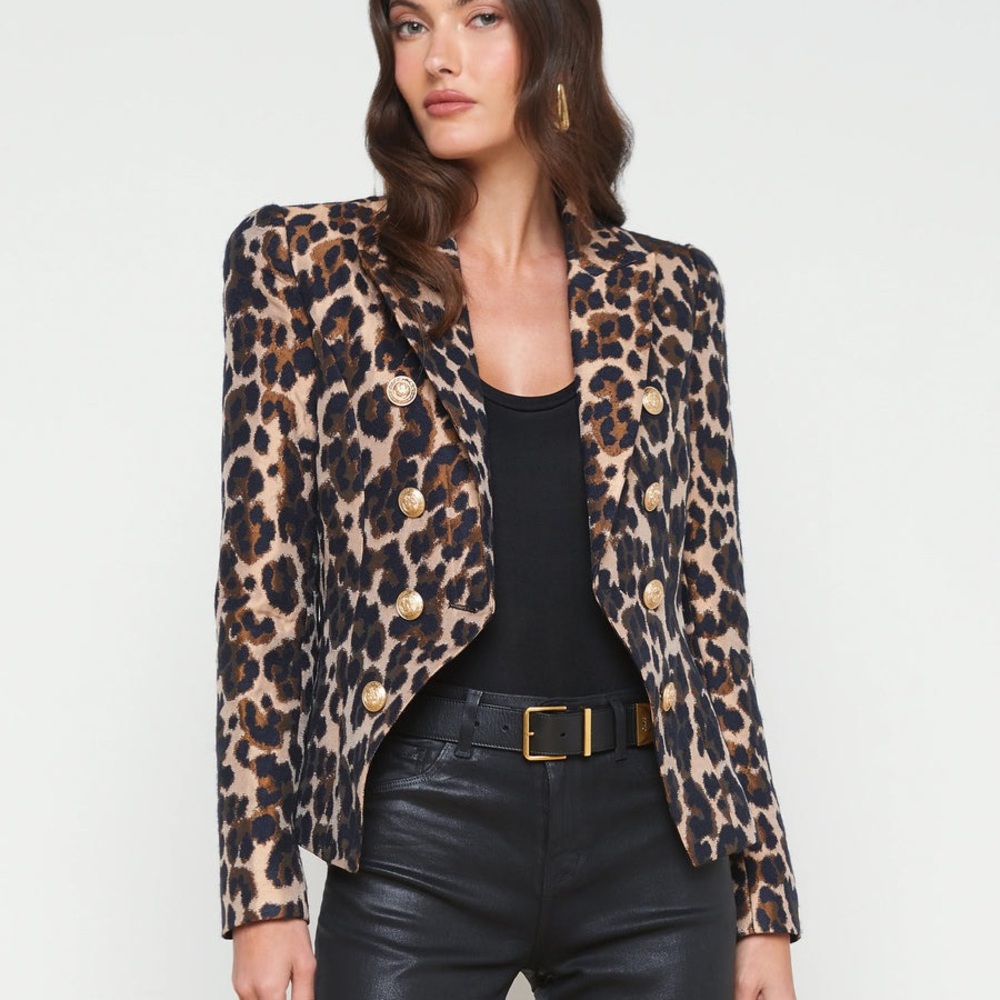 L'Agence Bethany Leopard Structured Blazer 6
